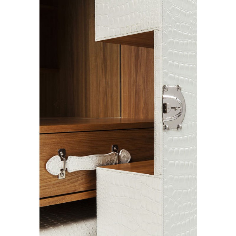 Wardrobe Trunk Office Croco White